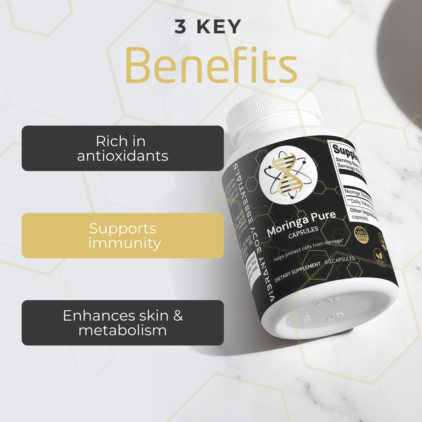 Moringa Pure – Moringa Oleifera Leaf Capsules for Daily Nutritional Support | 60 Vegan Capsules