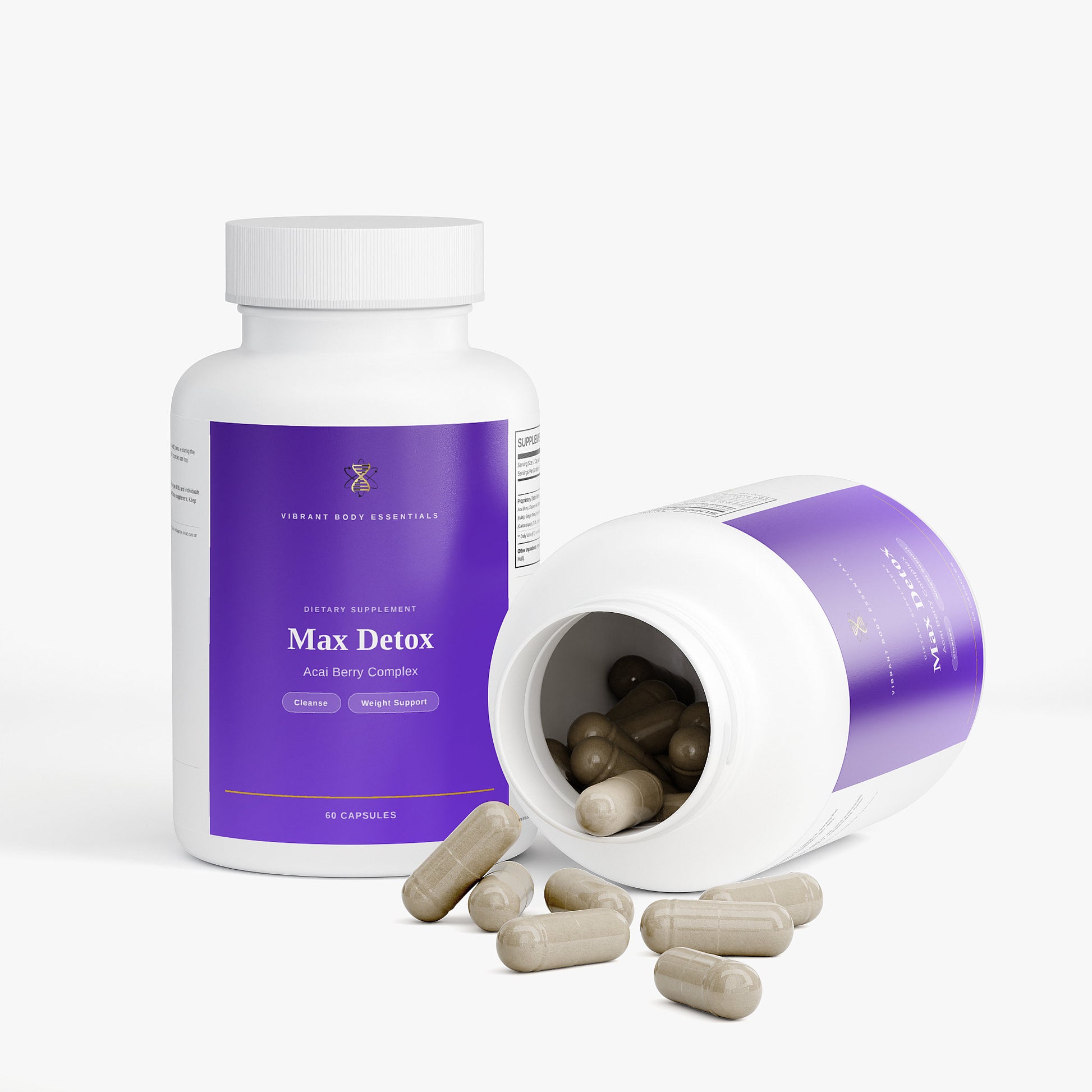 Max Detox – Acai Berry Herbal Cleanse with Fiber & Botanicals for Digestive Health | 60 Capsules