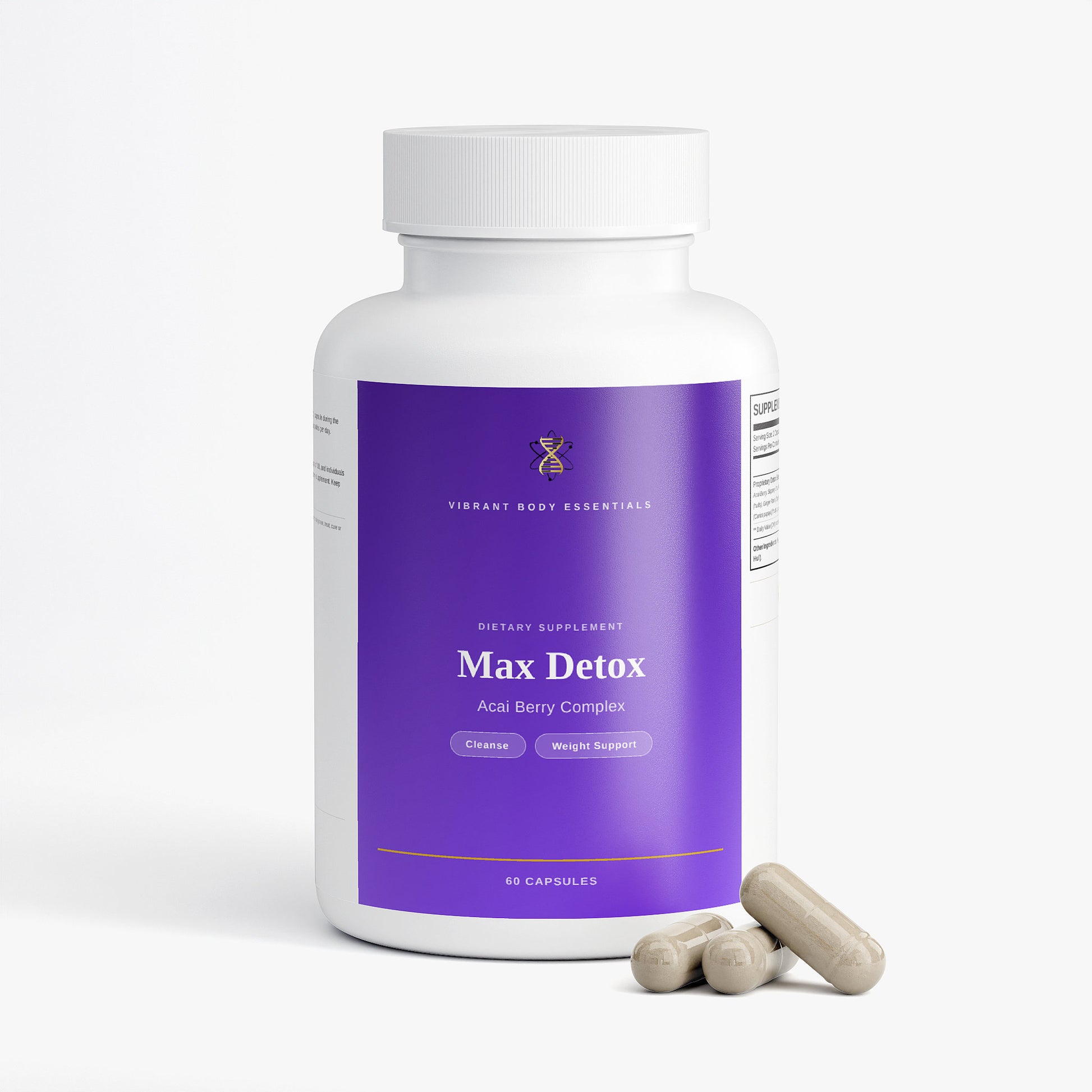 Max Detox – Acai Berry Herbal Cleanse with Fiber & Botanicals for Digestive Health | 60 Capsules