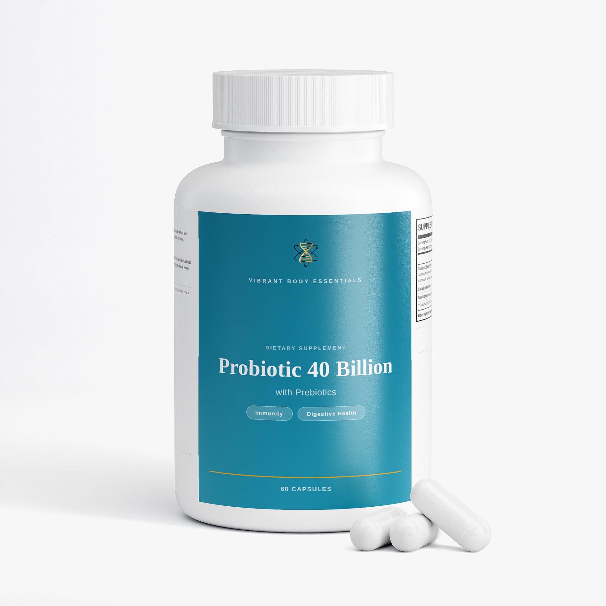 Probiotic 40 Billion with Prebiotics – Digestive & Immune Support | MAKTREK® Delivery | 60 Capsules