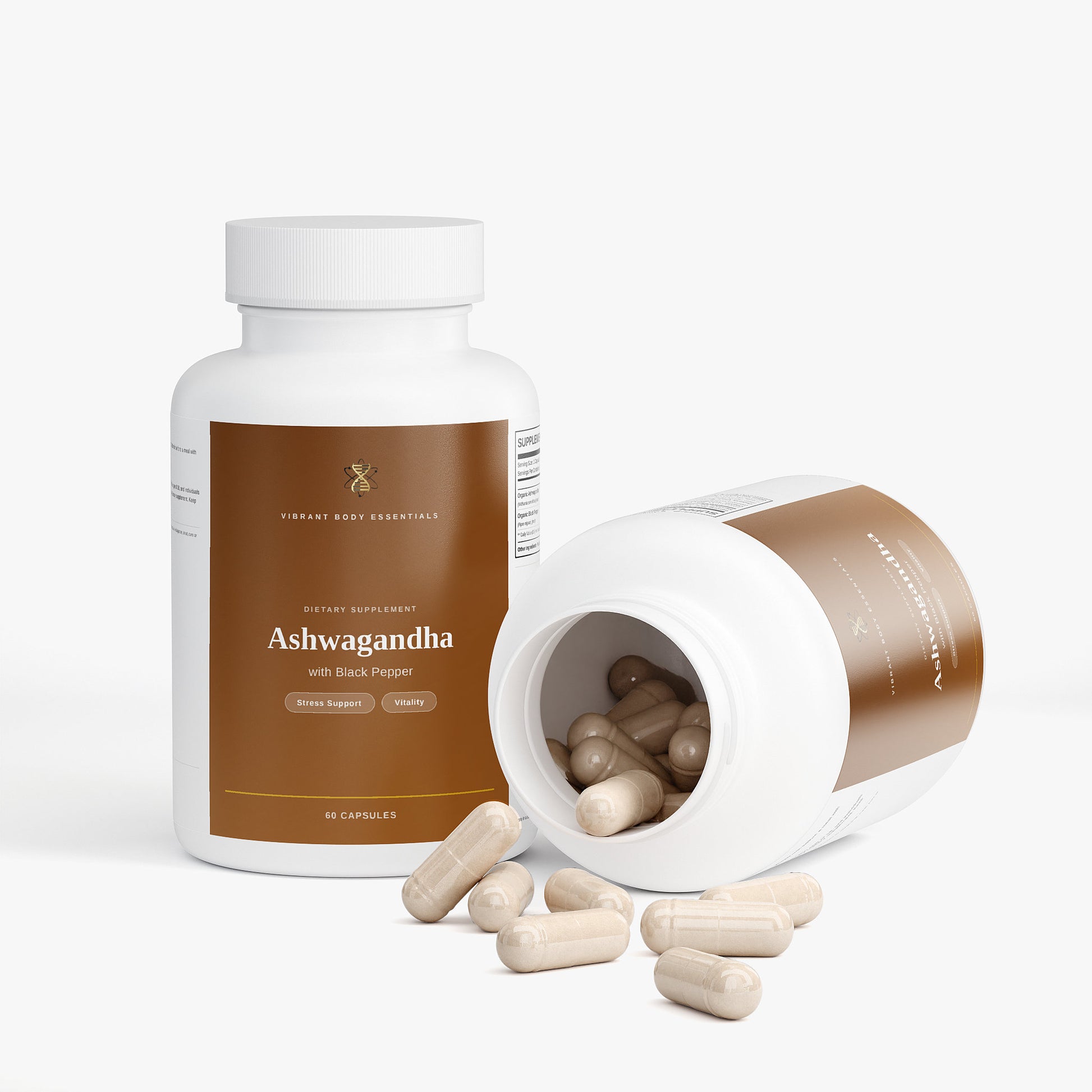 Ashwagandha Capsules – Organic Adaptogen for Stress Relief, Focus & Vitality | 60 Count