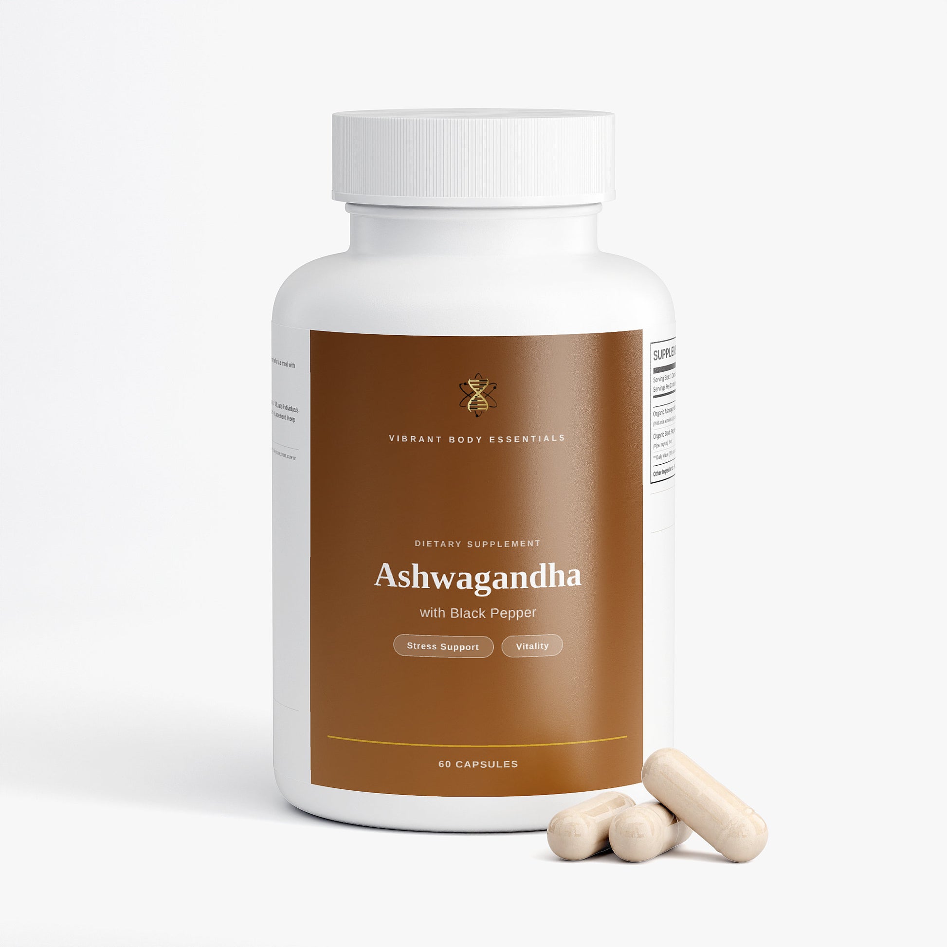 Ashwagandha Capsules – Organic Adaptogen for Stress Relief, Focus & Vitality | 60 Count