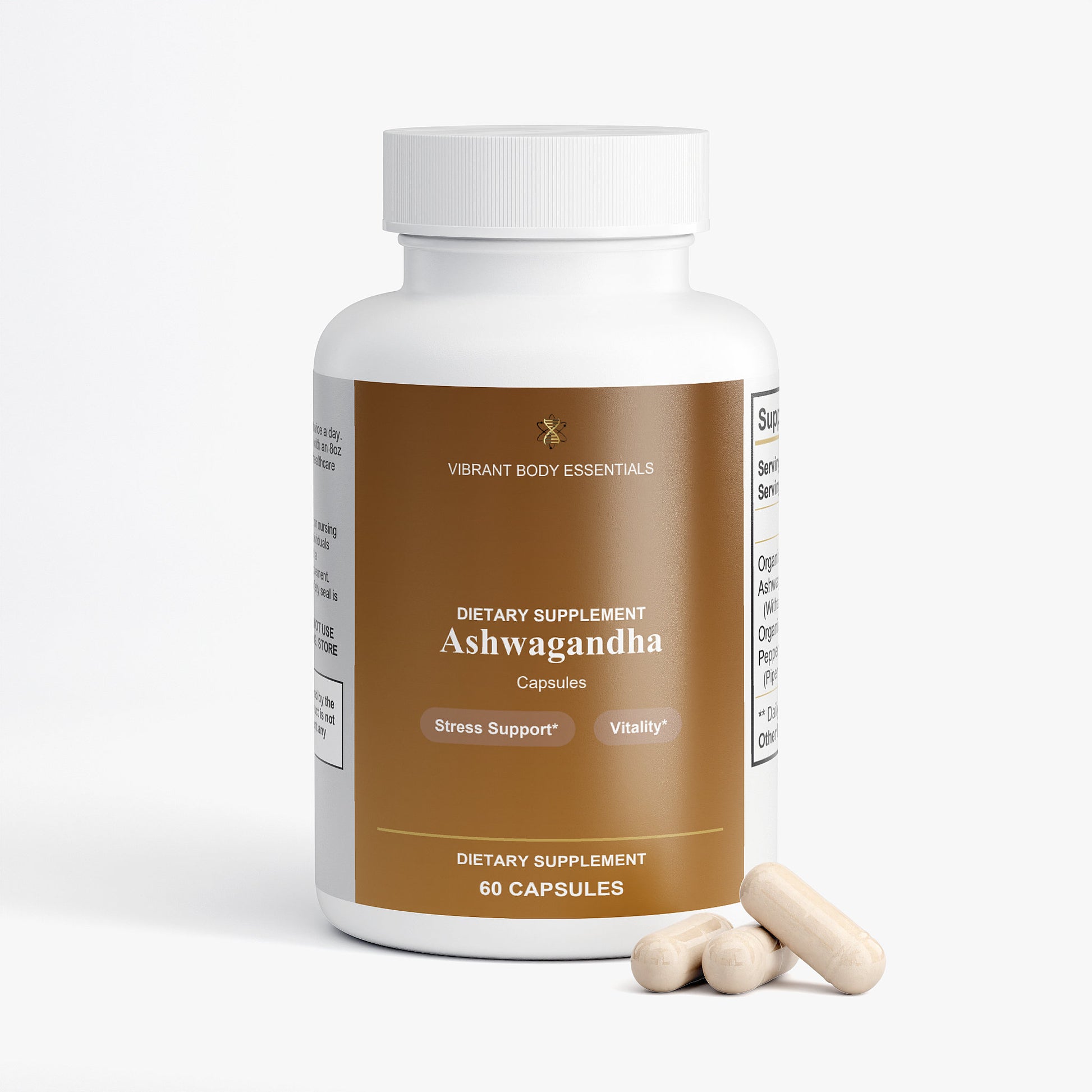 Ashwagandha Capsules – Organic Adaptogen for Stress Relief, Focus & Vitality | 60 Count