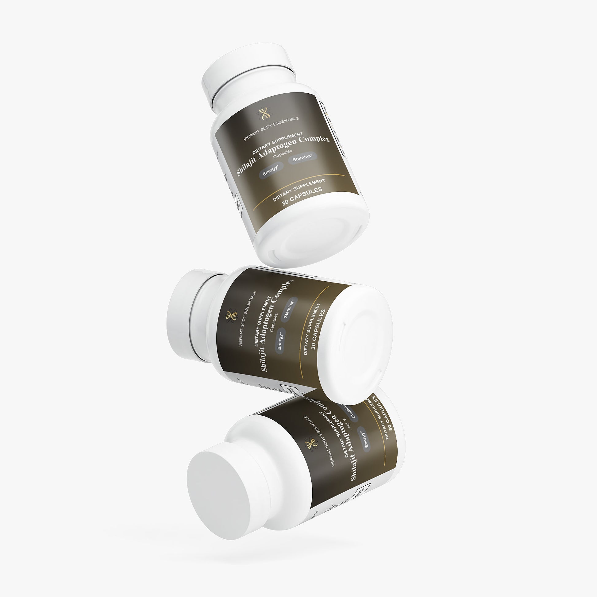 Shilajit Adaptogen Complex supplement facts panel listing purified shilajit resin per serving