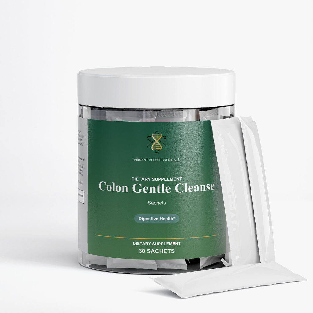Colon Gentle Cleanse supplement bottle side view with usage details