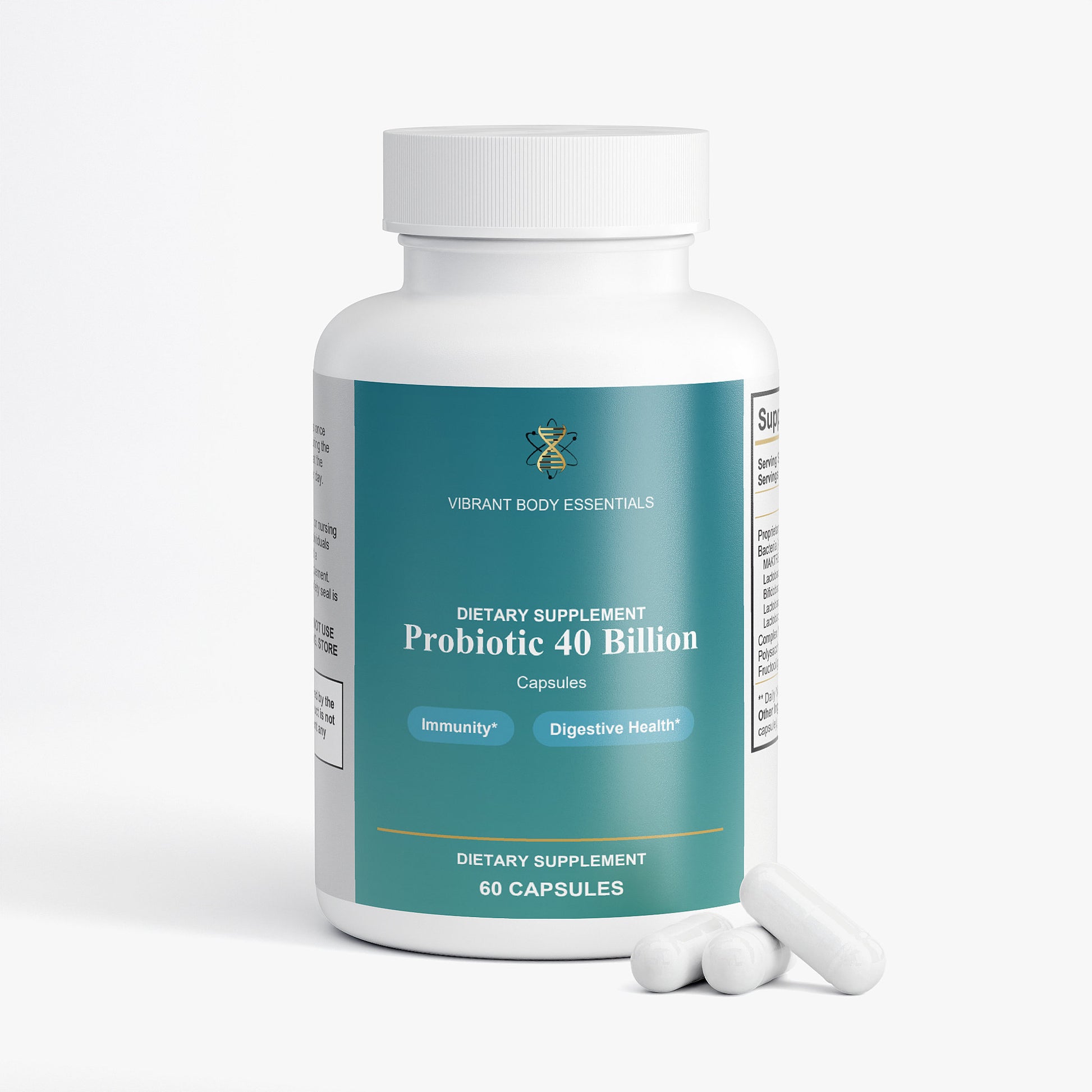 Probiotic 40 Billion with Prebiotics – Digestive & Immune Support | MAKTREK® Delivery | 60 Capsules
