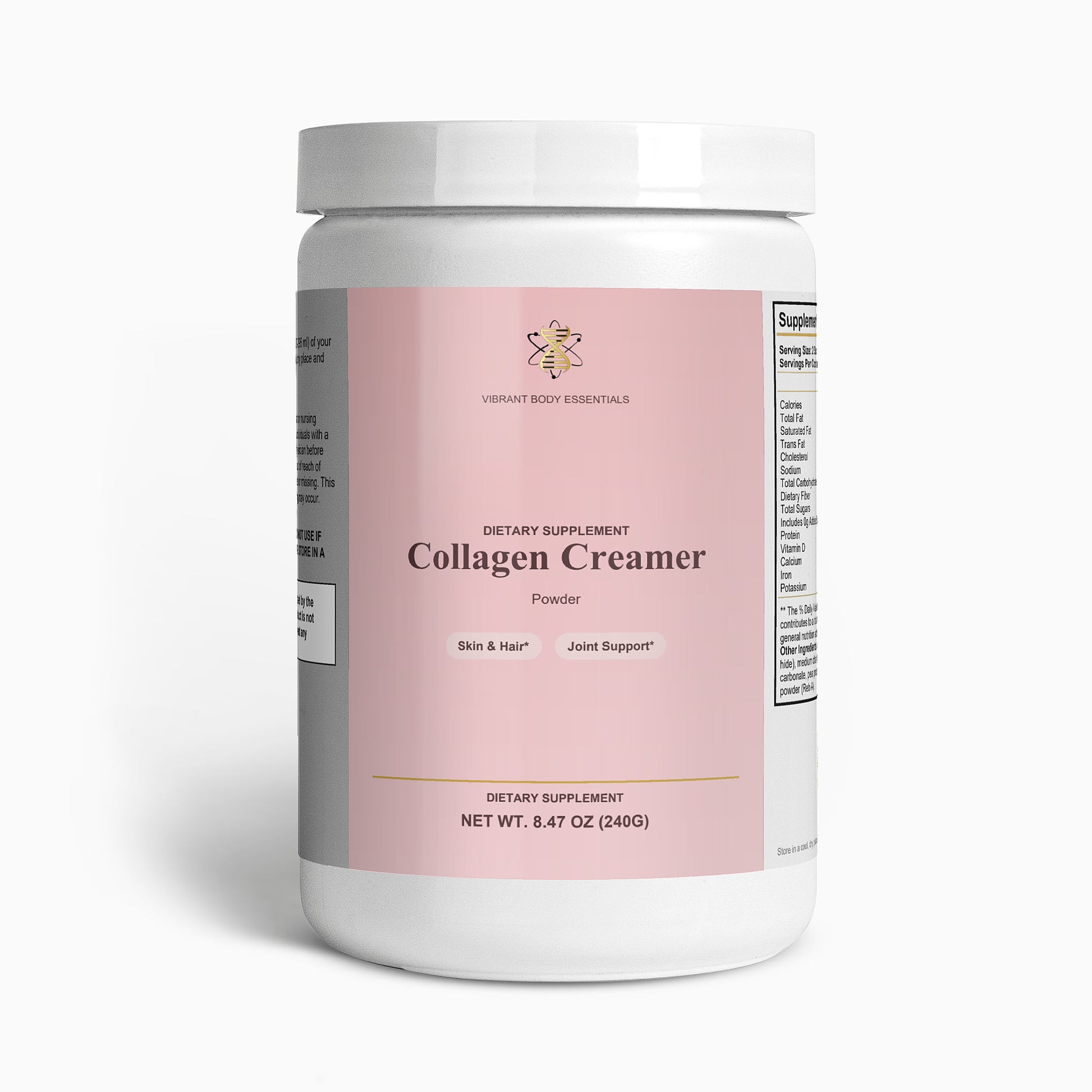 Collagen Creamer Vanilla grass-fed Type 1 & 3 supplement tub, 240g