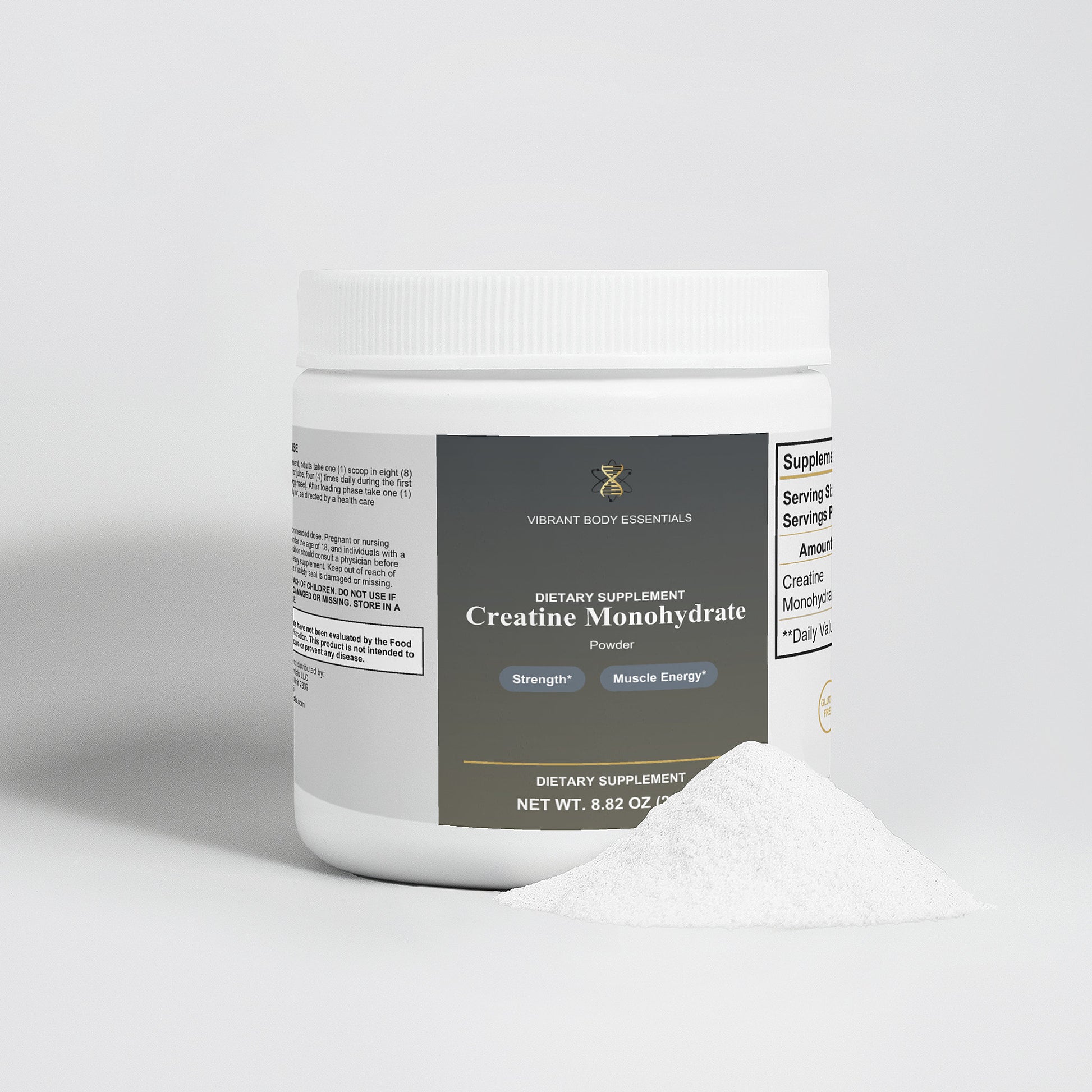 Creatine Monohydrate benefits panel — strength, power output and recovery support