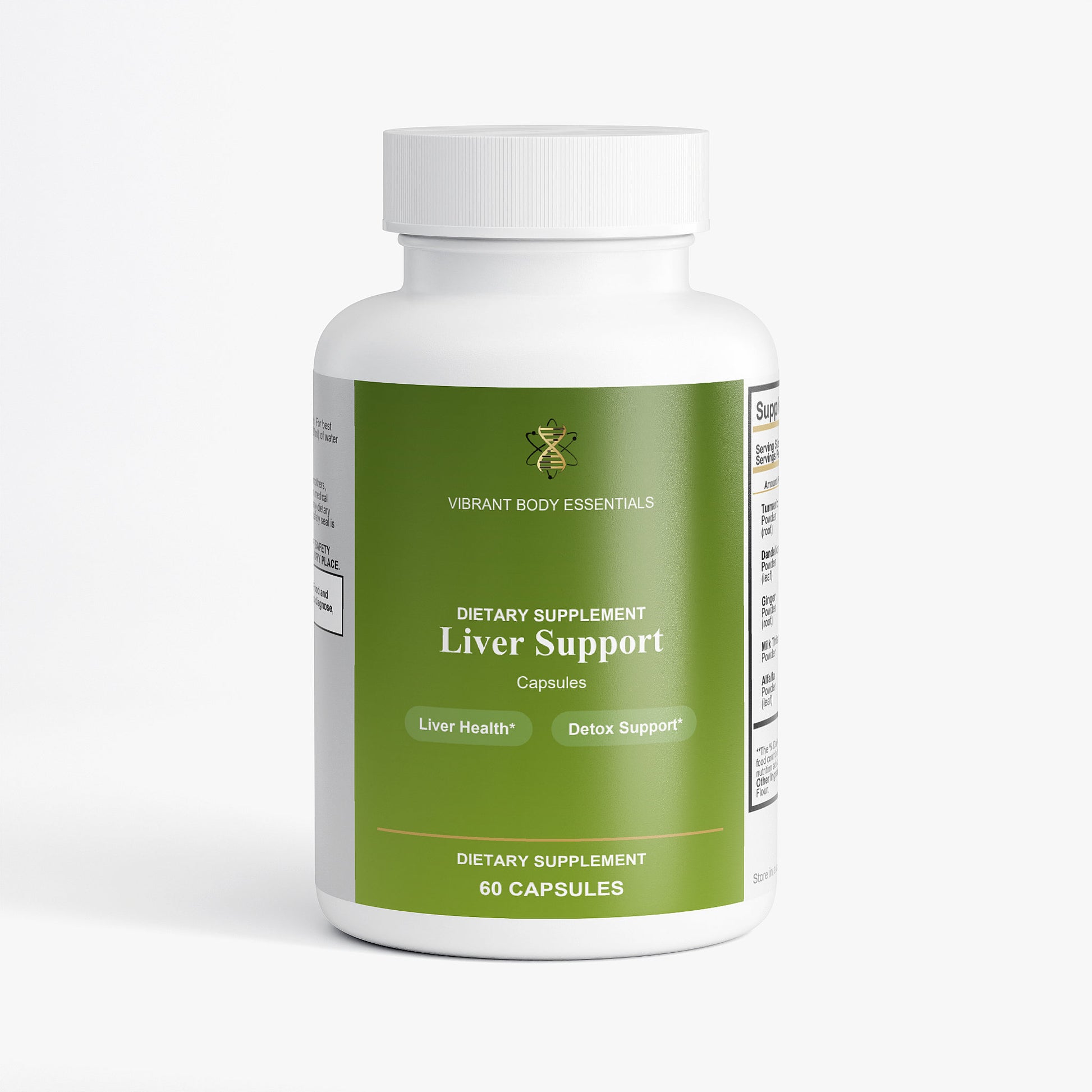 Liver Support daily detox and liver function formula supplement bottle, 60 capsules