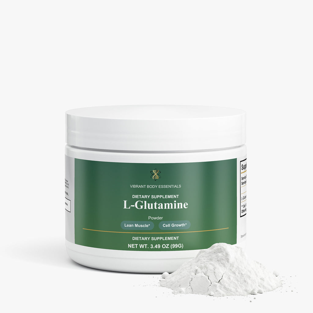 L-Glutamine tub side view with usage details