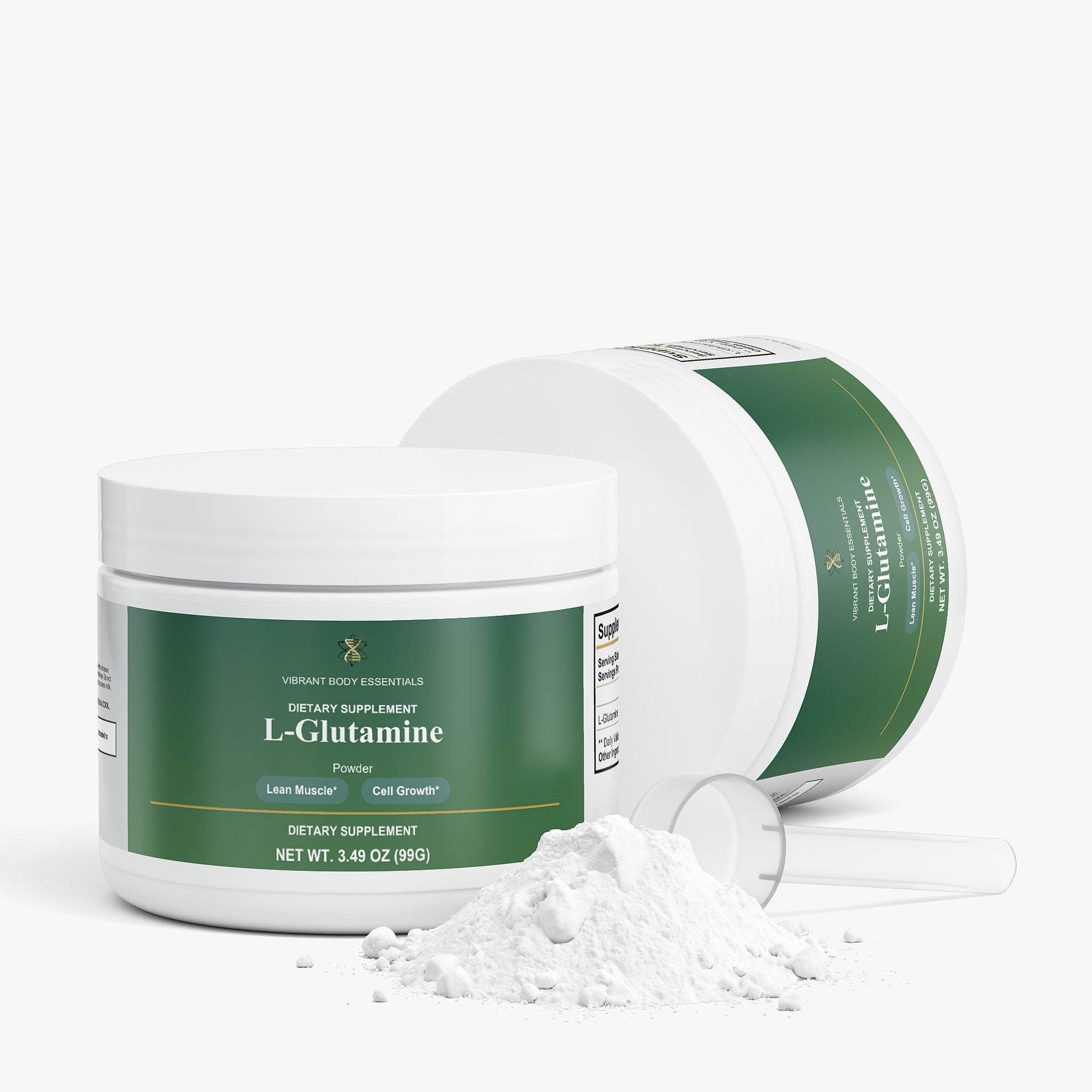L-Glutamine benefits panel — muscle recovery and intestinal lining support