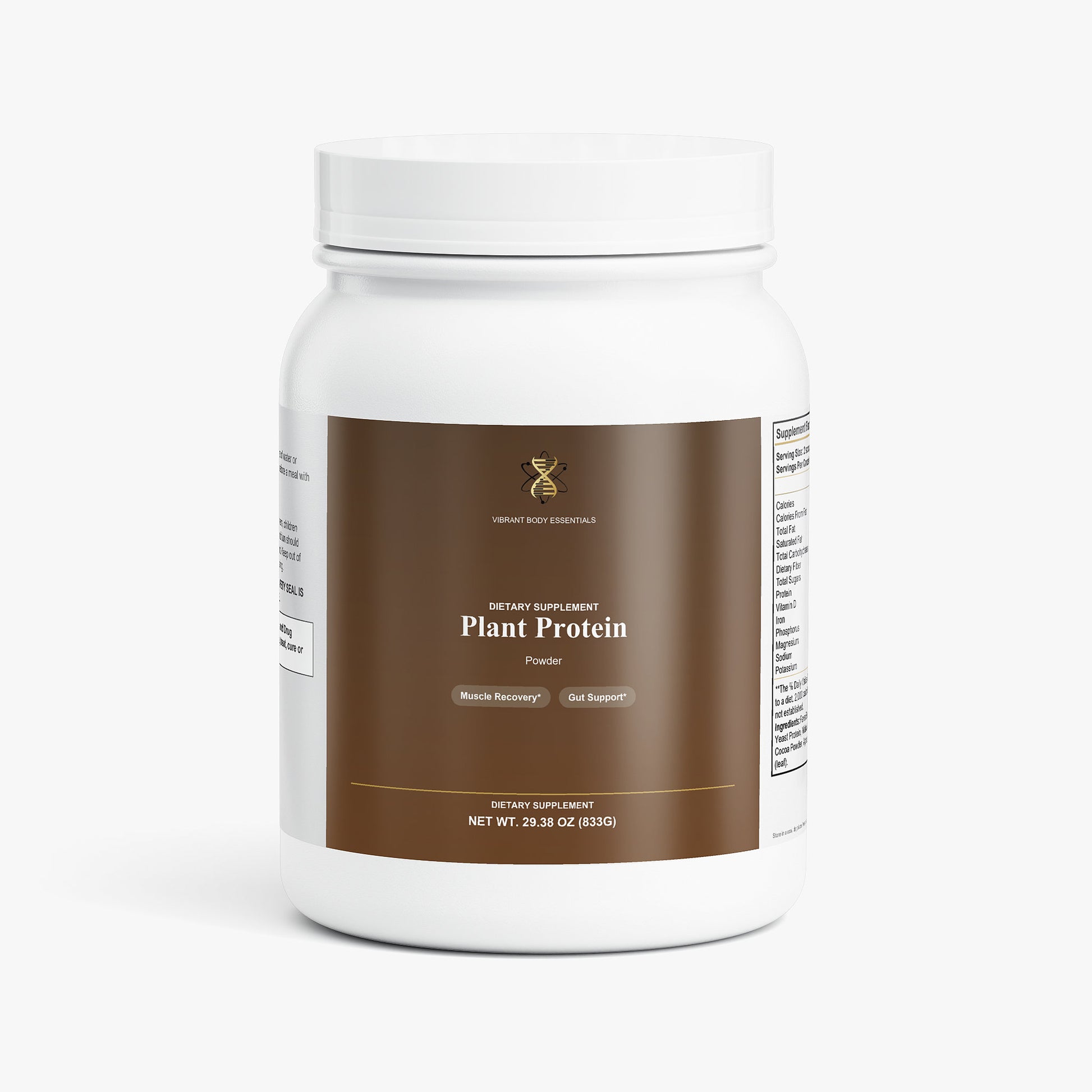 Plant Protein Chocolate vegan protein powder tub, 21g protein with MCT, 833g