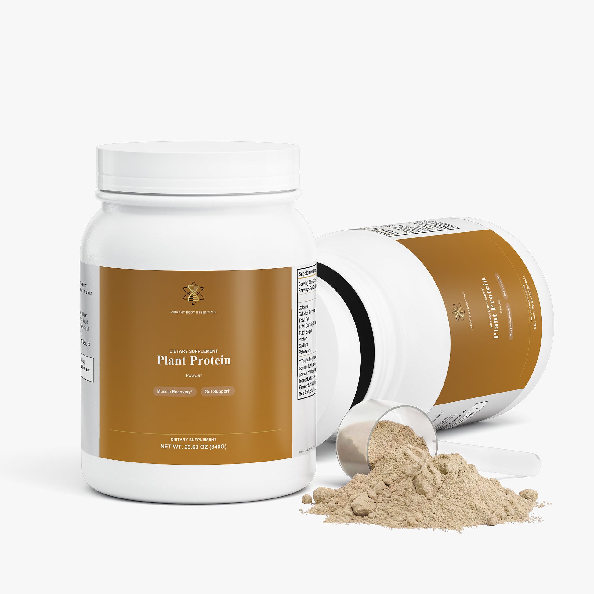 Plant Protein Vanilla benefits panel — plant protein with MCT for active adults, dairy-free and soy-free