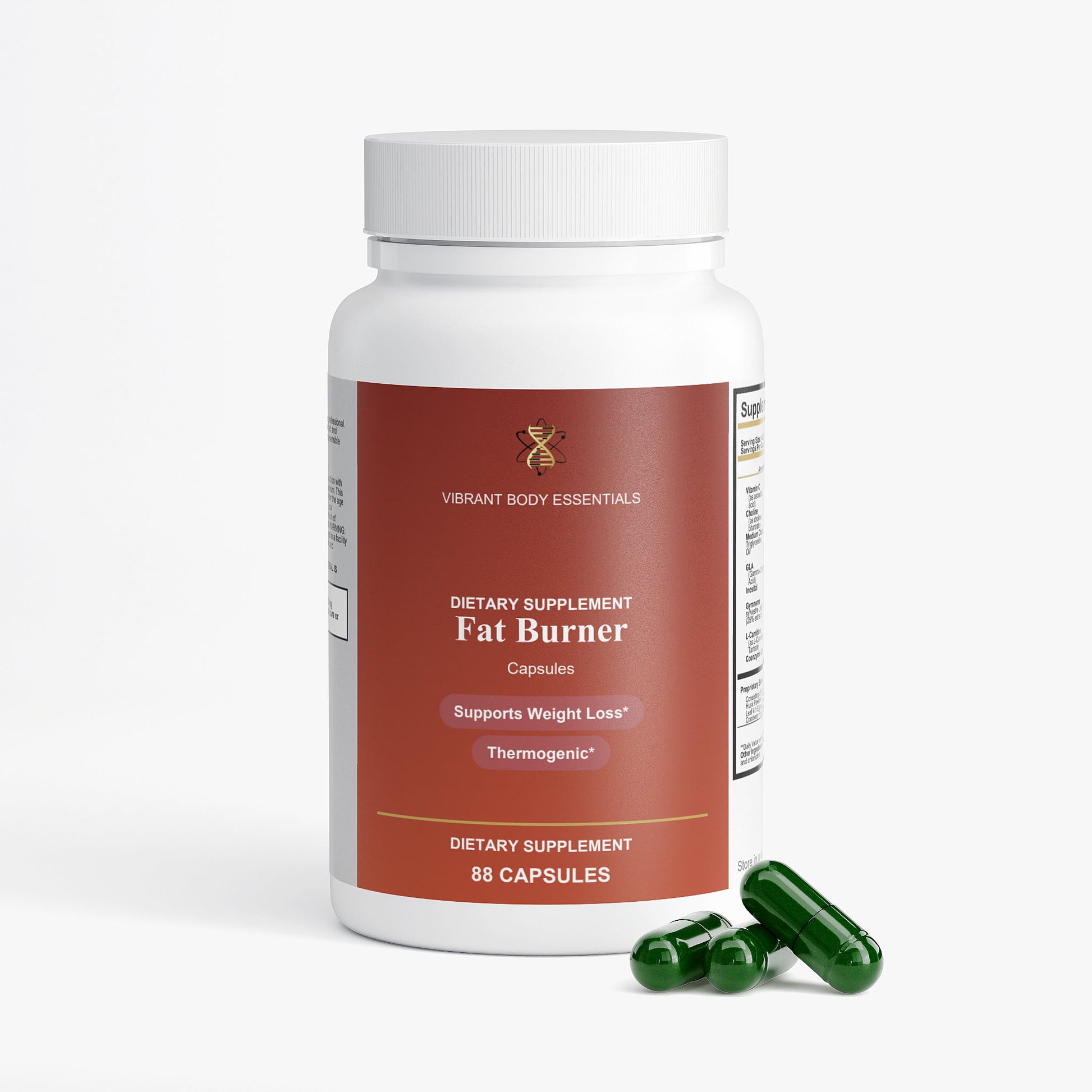 Fat Burner with MCT bottle side view with usage details