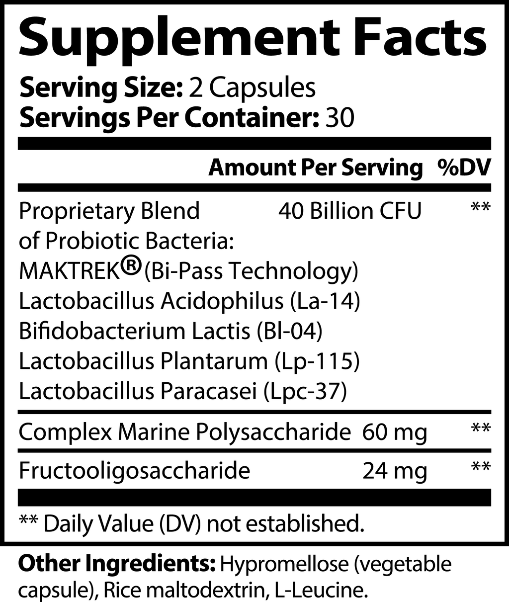 Probiotic 40 Billion with Prebiotics – Digestive & Immune Support | MAKTREK® Delivery | 60 Capsules