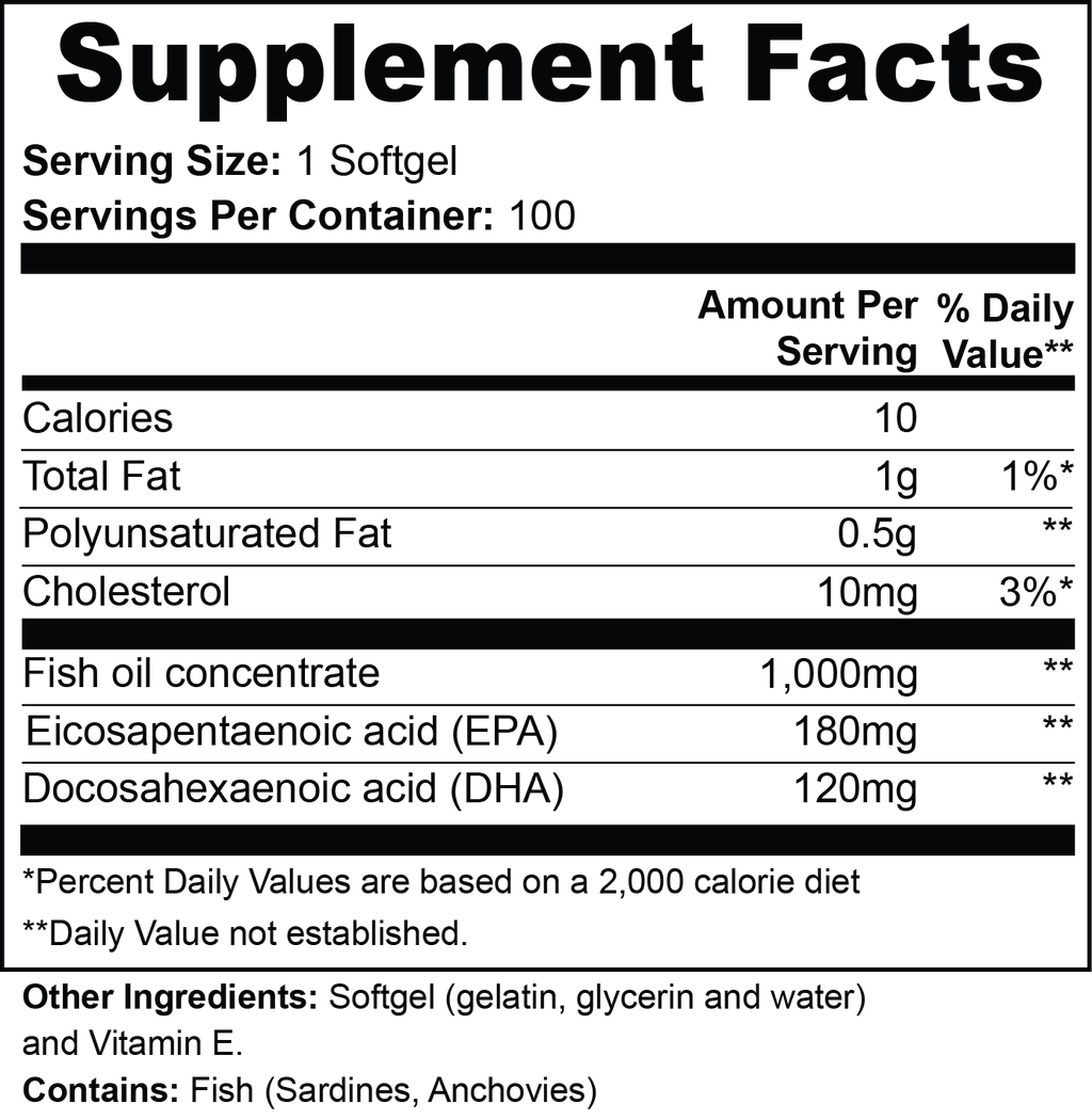 Omega-3 Softgels – EPA & DHA for Heart, Brain & Vision Support | 100 Softgels