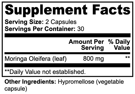 Moringa Pure – Moringa Oleifera Leaf Capsules for Daily Nutritional Support | 60 Vegan Capsules