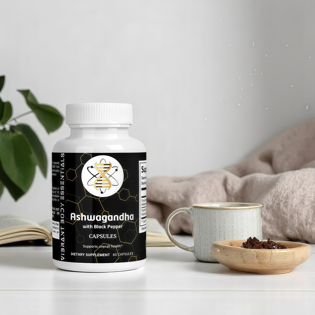 Ashwagandha Capsules – Organic Adaptogen for Stress Relief, Focus & Vitality | 60 Count