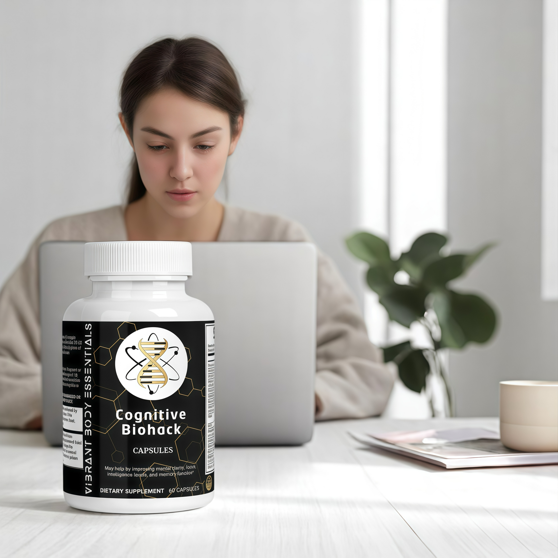 Cognitive Biohacking – Brain & Focus Formula with Nootropics, Amino Acids & Botanicals | 60 Capsules