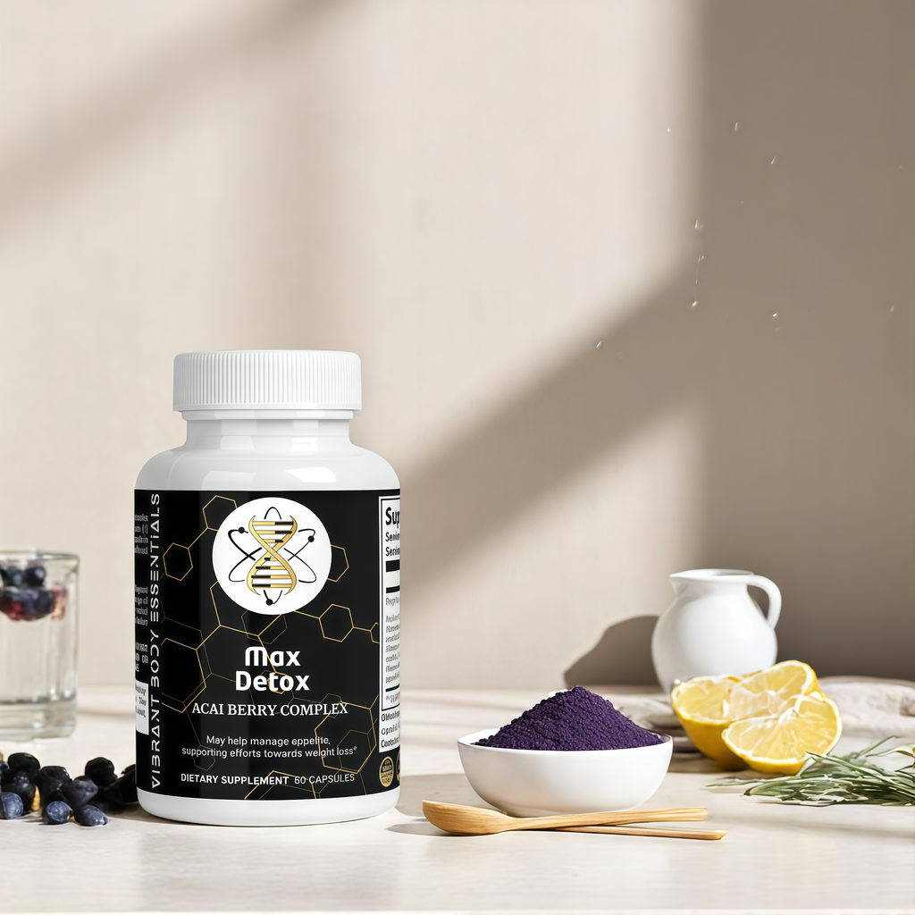 Max Detox – Acai Berry Herbal Cleanse with Fiber & Botanicals for Digestive Health | 60 Capsules
