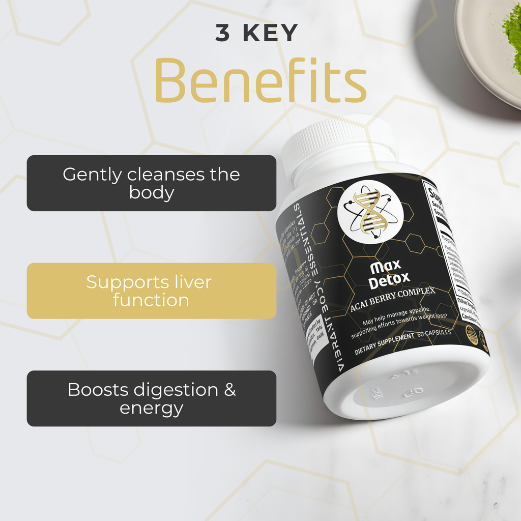 Max Detox – Acai Berry Herbal Cleanse with Fiber & Botanicals for Digestive Health | 60 Capsules