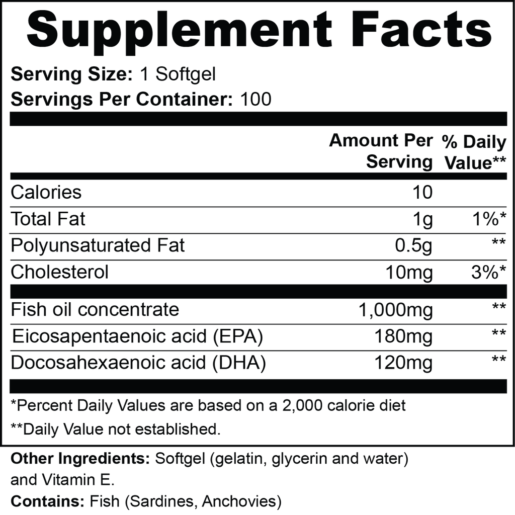 Omega-3 Softgels — Daily EPA & DHA Essentials | 100 Softgels