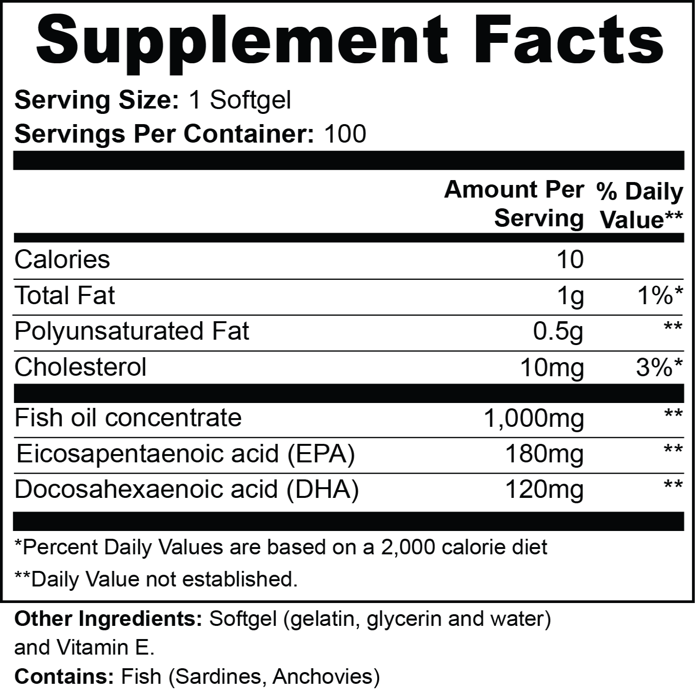 Omega-3 Softgels — Daily EPA & DHA Essentials | 100 Softgels