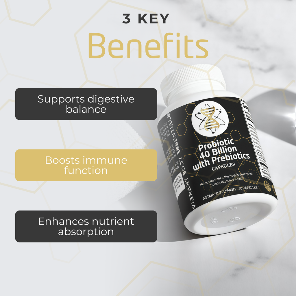 Probiotic 40 Billion with Prebiotics – Digestive & Immune Support | MAKTREK® Delivery | 60 Capsules
