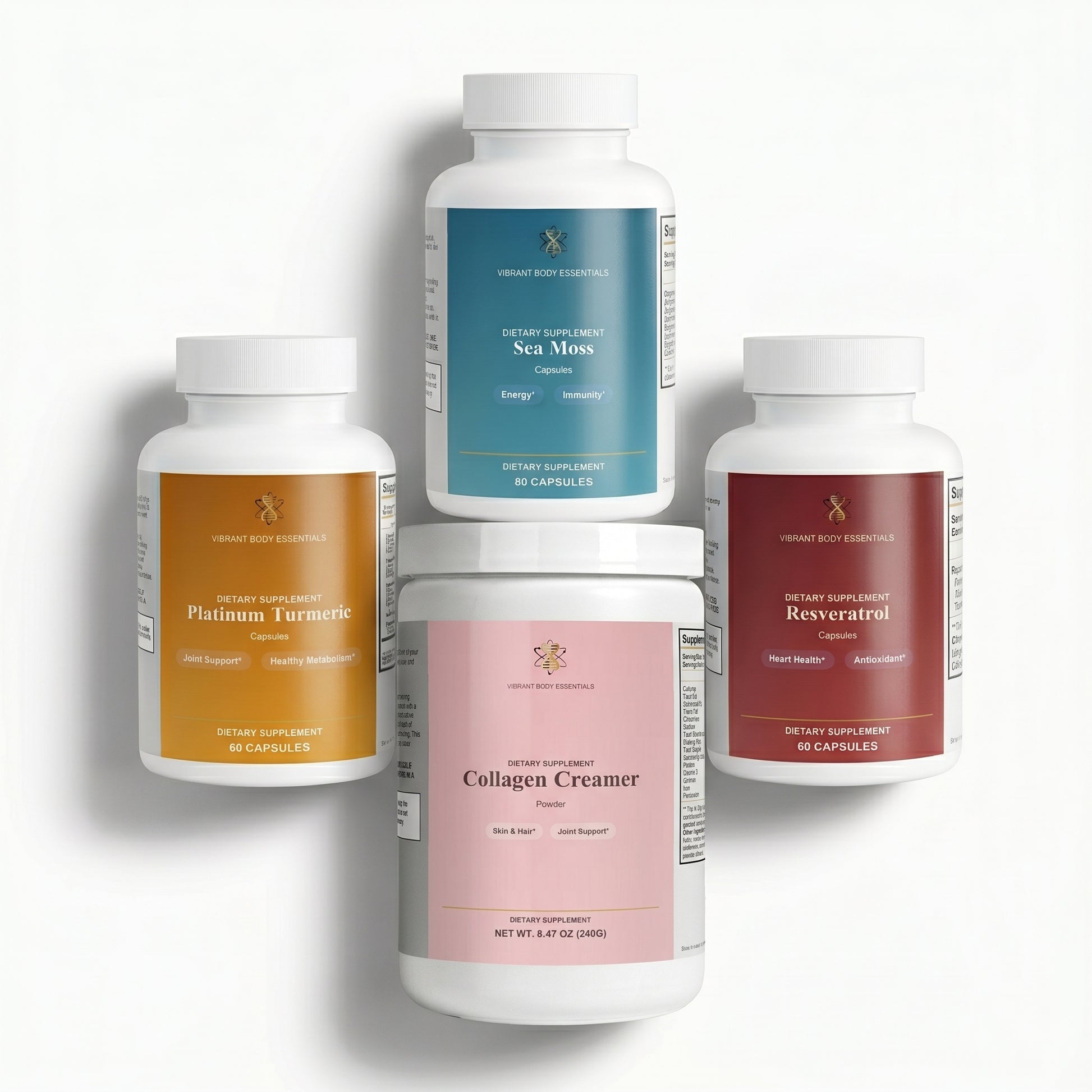 Glow from Within bundle — Platinum Turmeric, Sea Moss, Collagen Creamer, and Resveratrol by Vibrant Body Essentials