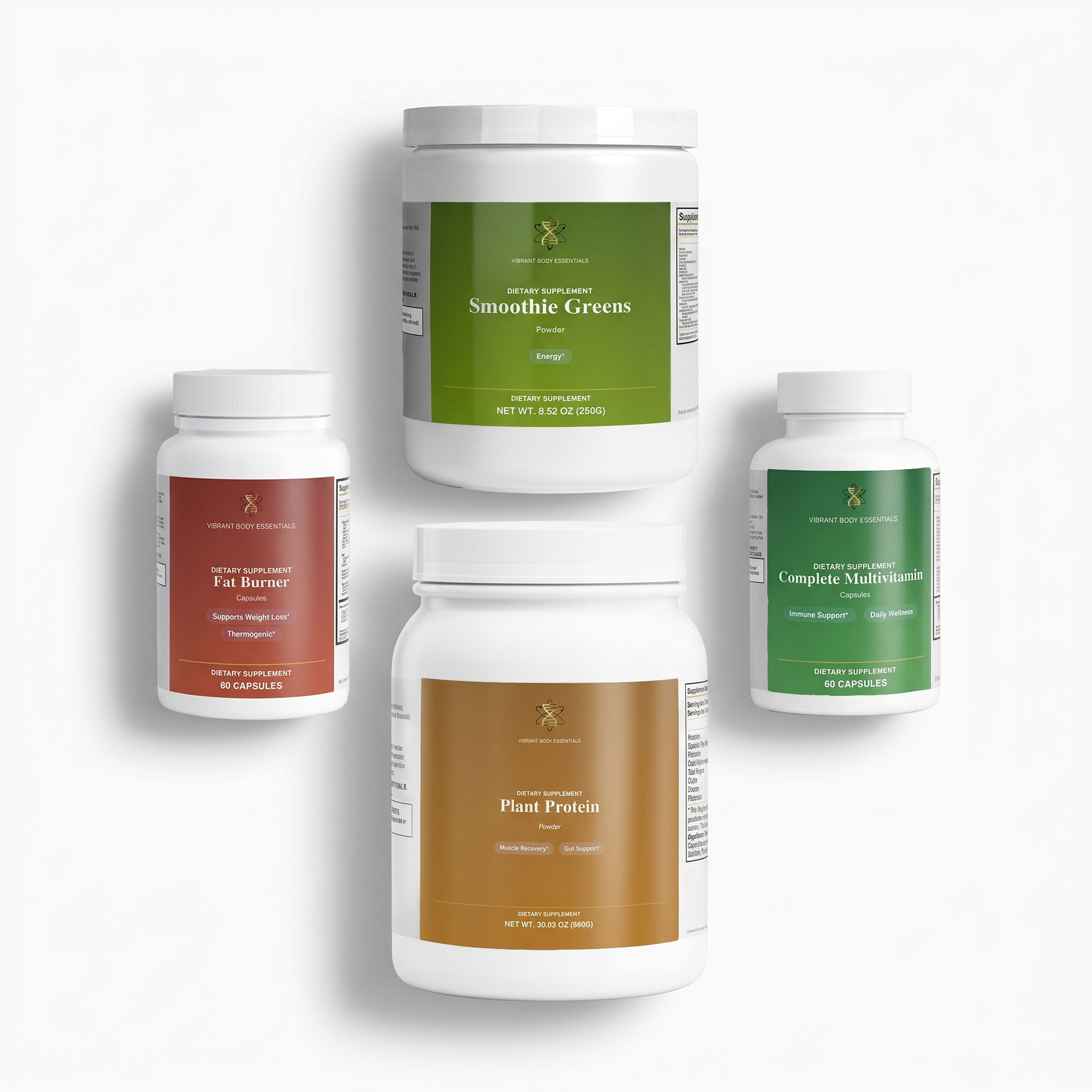 Summer Shred Stack bundle — Fat Burner, Smoothie Greens, Plant Protein, and Complete Multivitamin